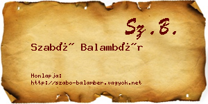 Szabó Balambér névjegykártya