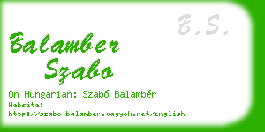 balamber szabo business card