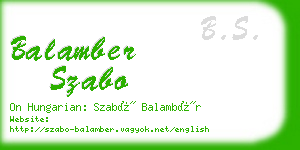 balamber szabo business card